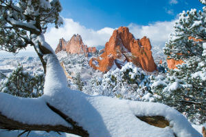 snow at garden of the gods